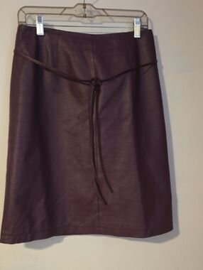 Newport News Plum Leather A-Line Skirt
